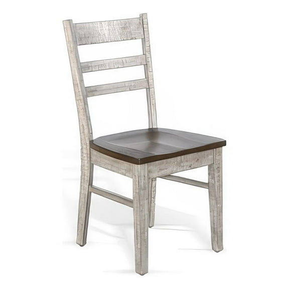 Camie Dining Chair Set of 2- Ladderback Design- Gray Mahogany Wood