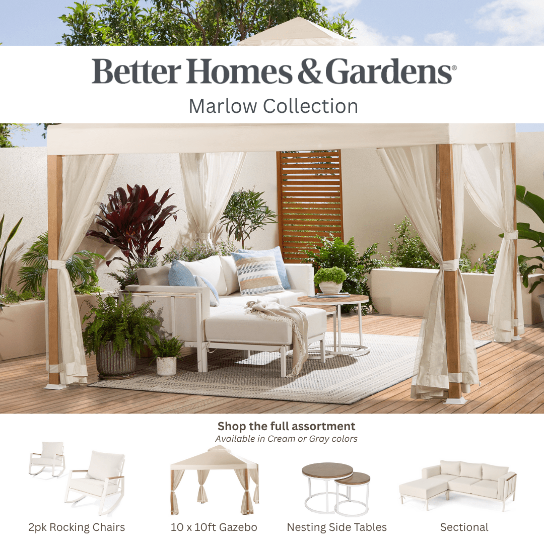 Better Homes & Gardens Marlow Outdoor 2pc Patio Sectional, White