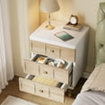 thumbnail image 3 of Tribesigns 3-Drawer Nightstand, White & Light Brown Nightstand, Bedside Table with Storage and Gold Legs, Night Side Table for Bedroom, Dorm, 3 of 6