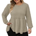 thumbnail image 4 of yillto Plus Size Womens Sweaters Long Sleeve Ribbed Knit Lightweight Ruffle Hem Fashion Tunics Tops, 4 of 7