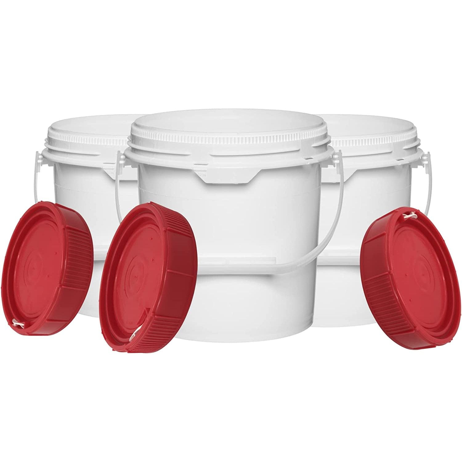 FulnKye 1.25 Gal Plastic Bucket Food Grade with Red Screw on lid( Pack