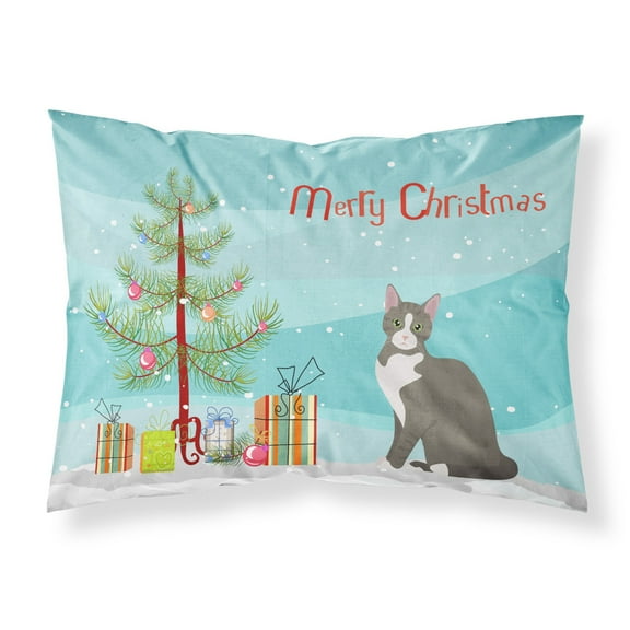 Brazilian Shorthair Cat Merry Christmas Fabric Standard Pillowcase