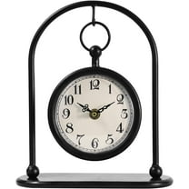 MODE HOME Vintage Metal Table Clock, Farmhouse Table Clock, Small Black Silent Non-Ticking Battery Operated Desk and Shelf Clocks for Home Kitchen Living Room Bedroom Decor
