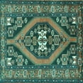 thumbnail image 1 of Ahgly Company Machine Washable Indoor Square Persian Turquoise Blue Traditional Area Rugs, 7' Square, 1 of 4