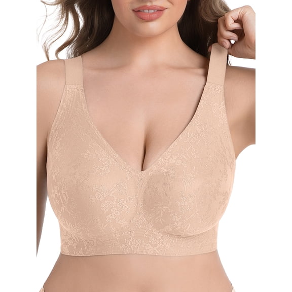 Cueply Womens Wireless Bra Supportive Seamless Bras Full Coverage Push Up Comfortable No Underwire Tshirt Bras