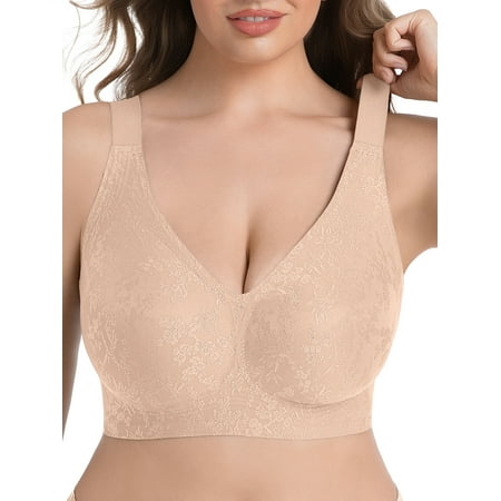Cueply Womens Wireless Bra Supportive Seamless Bras Full Coverage Push Up Comfortable No Underwire Tshirt Bras