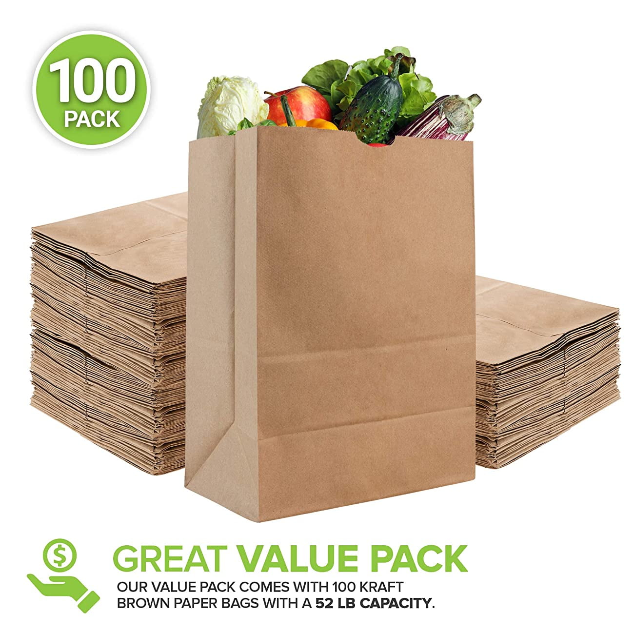  Culinware Kraft Paper Bags 3 Lb - Durable Brown Paper