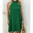 thumbnail image 4 of Kaemgyyd Halter Dresses for Women Casual Solid Color Loose Mini Dresses Flowy Baggy A-Line Beach Vacation Dress, 4 of 5