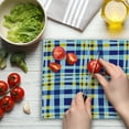 thumbnail image 3 of Yellow and Blue Cutting Board, Retro Scottish Checkered Tartan with Color Stripes Lines Pattern, Decorative Tempered Glass Cutting and Serving Board, Large Size, Pale Violet Blue, by Ambesonne, 3 of 5