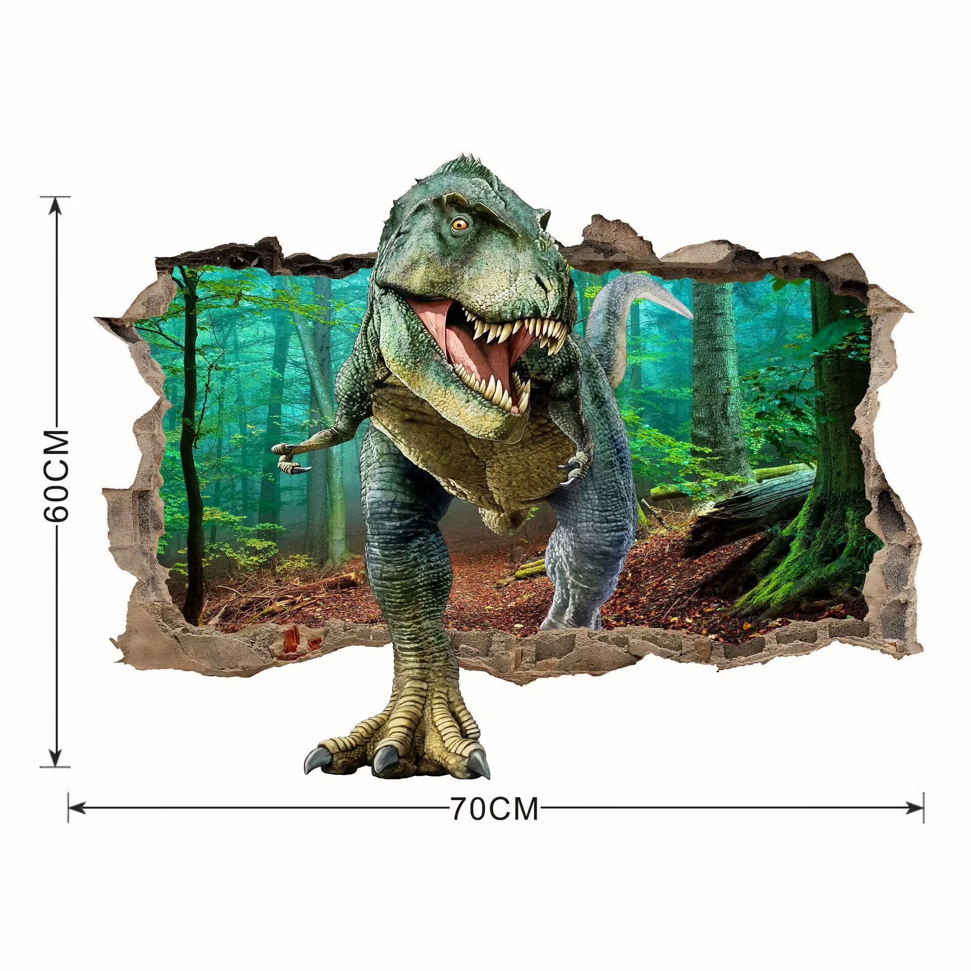 Removable  Dinosaur Wall Stickers Broken 3D Decorative Wall Decals Removable Boys Bedroom Baby Nursery Childrens Wall Decor