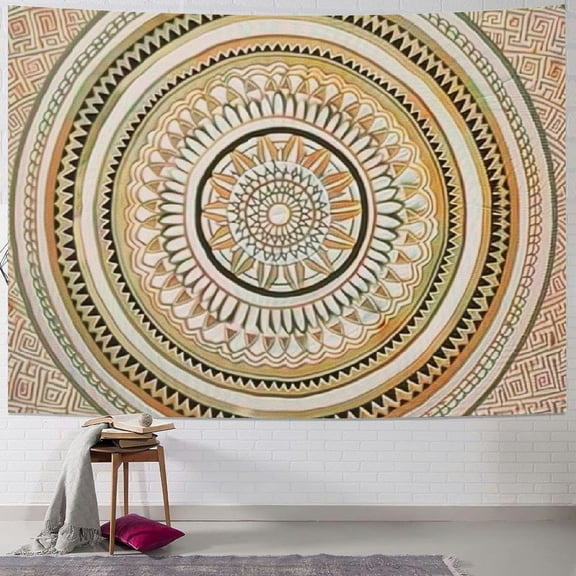 JRXY Ombre Wall Hanging Bohemian Tapestry, Metallic Wall Art Bedspread, Psychedelic Hippie Mandala Dorm Décor for Hanging, Bedding, Beach Coverlet Curtain, Gold Painting