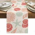 thumbnail image 2 of Summer Marine Life Table Runner, Graffiti Red Corals Shell Conch Sea Starfish Linen Cotton Linen Kitchen Table Decoration Washable Dining Tabletop Runners for Home Party Decor 13x72 Inches, 2 of 9