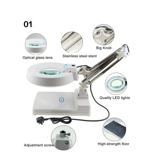 220v 10x Desktop Optical Magnifier, Table Top Magnifier Lamp