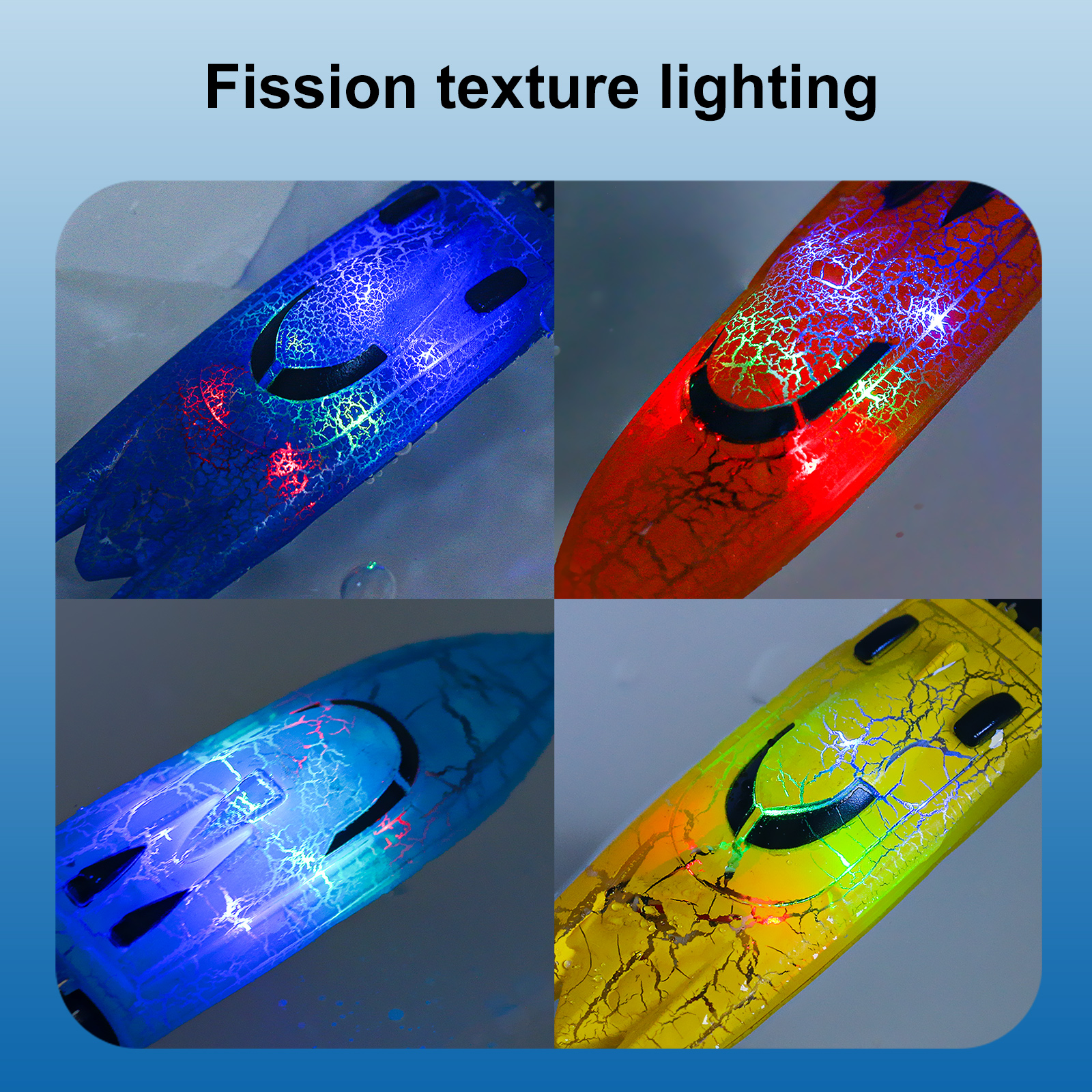 LED Light RC Boat Remote Control Pool Water Toys for Kids Ages 8-12 Adults Lakes Bathtub Toy with Whole Body Waterproof,Low Battery Alarm,2.4Ghz,Control Range 50M,Rechargeable Battery
