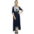 thumbnail image 5 of Bimba Asymmetrical Hem Blue Rayon Kurta With Scarf Designer Kurti Clothing - 8, 5 of 8