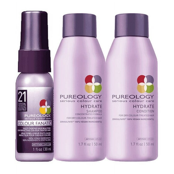Pureology Hydrate Travel Set - Shampoo 1.7oz, Conditioner 1.7oz and Color Fanatic 1oz