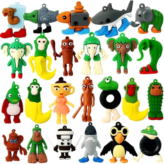 24-Pack Novelty Brainrot Toy Keychains, Funny Figure Pendants for Backpacks and Keys, Quirky Gift Set