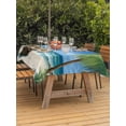 thumbnail image 3 of Outdoor Table Cloth with Umbrella Hole and Zipper, Ocean Beach Waterproof Rectangle Tablecloth 54"x80", Blue Coastal Palm Tree Nautical Sailboat Washable Table Cover for Outside Party Patio Picnic, 3 of 8