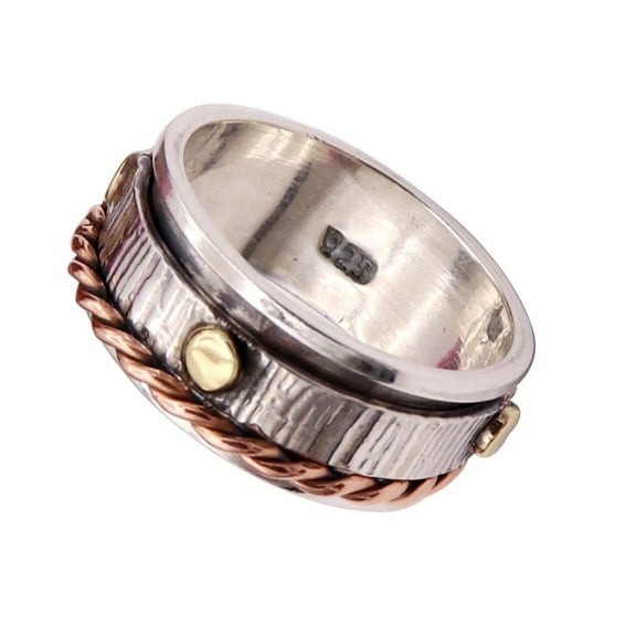 JewelsTrezoro Sterling Silver 925 Spinner Ring Meditation Ring Men Women Handmade Ring All Sizes Gift Item Jewelry TSR10A (US-4.5)