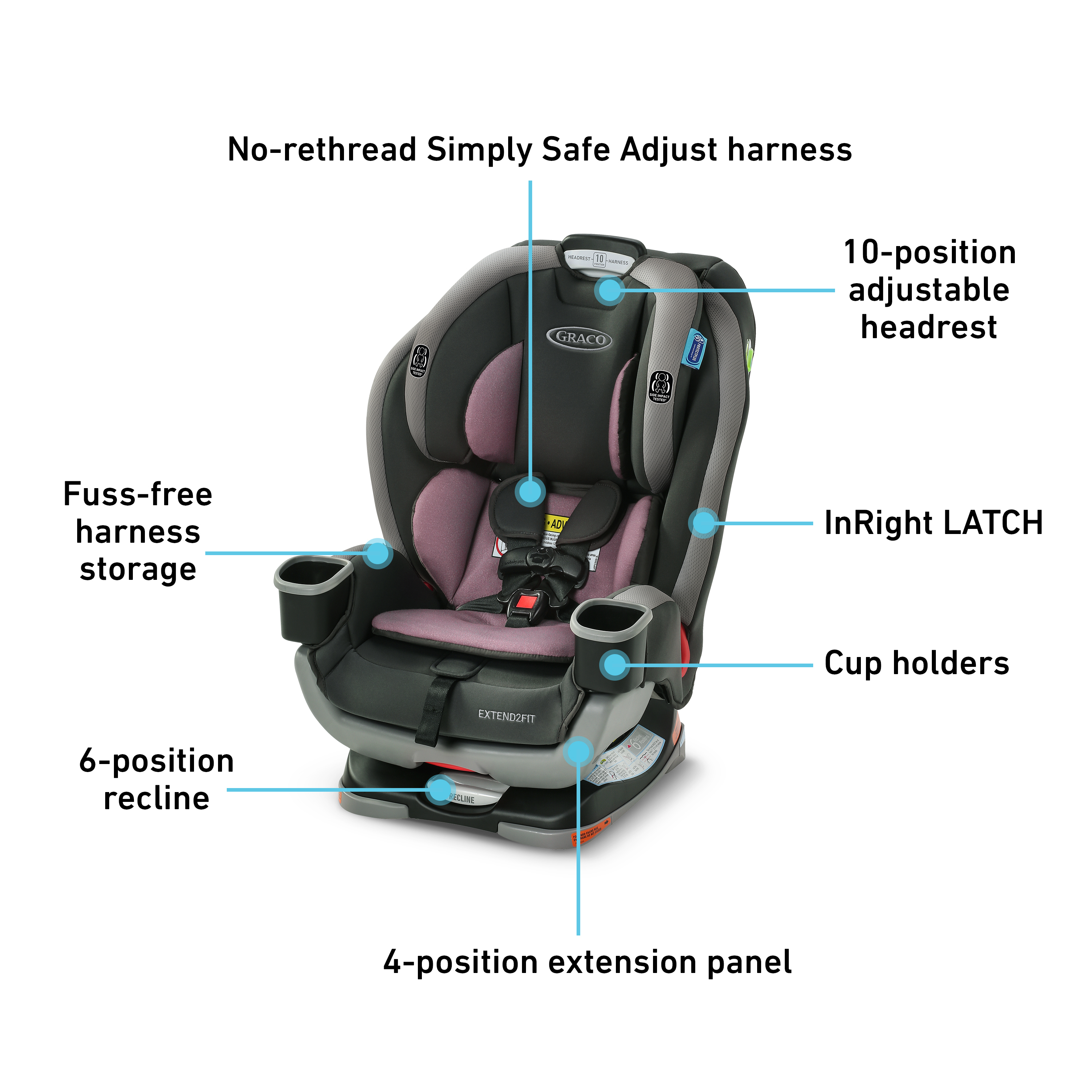Graco Extend2Fit® 3-in-1 Convertible Car Seat, Norah - image 2 of 7