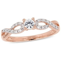 Everly Women's Created Sapphire and Diamond Rose Gold Plated Engagement Ring