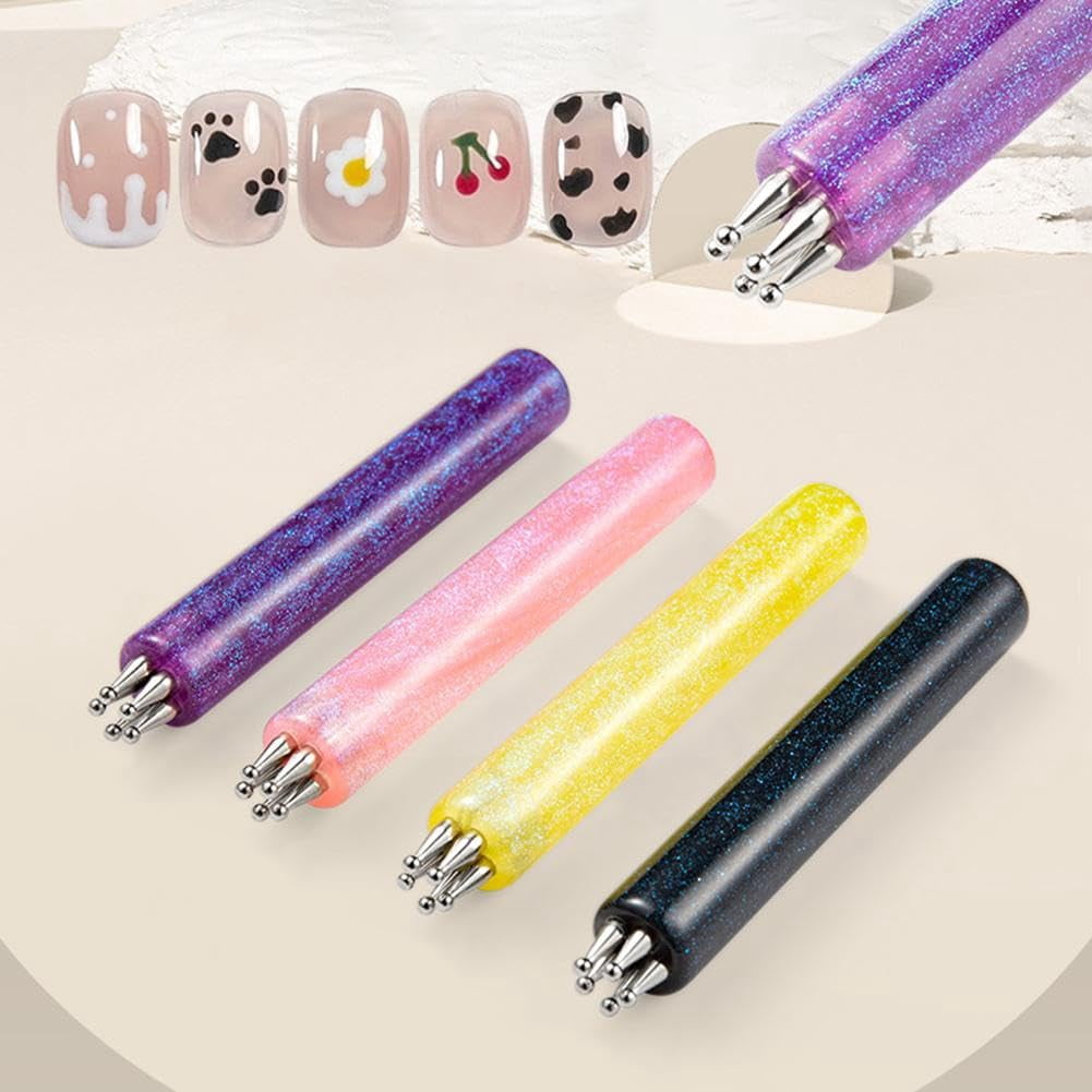 5 Petal Flower Nail Dotting Pen - Dotting Tool for Nail Art,One Stroke Flower Design Tool,1.8mm Fine Tip Rhinestone Pickers,Handle DottingTool for DIY NailArt for Beginner Enthusiast Girls Women