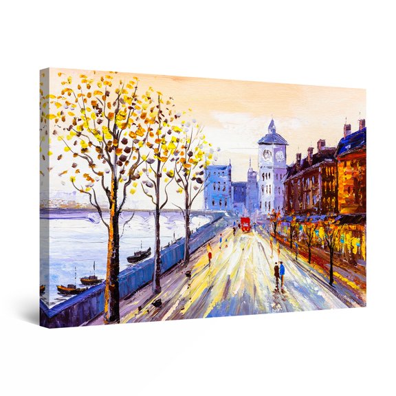 Startonight Canvas Wall Art Abstract - Belgium City Landscape Painting - Large Artwork Print for Living Room 32" x 48"