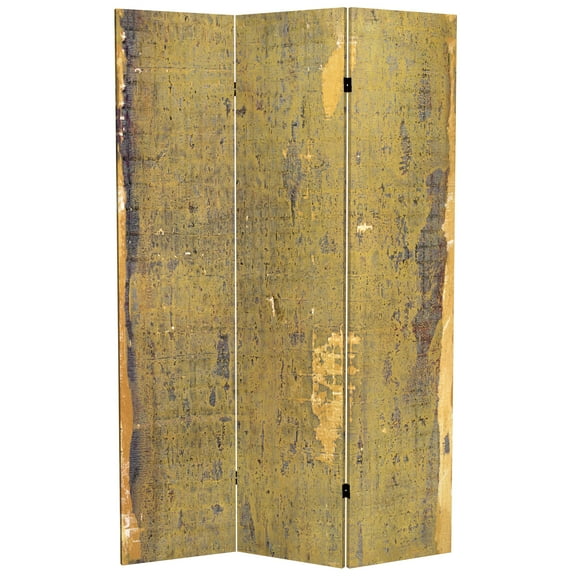 Oriental Furniture 6 ft. Tall Olive Prairie Canvas Room Divider - 3 Panel