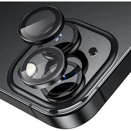 Camera Lens Protector for iPhone 15 & iPhone 15 Plus,Premium HD Clear Tempered Glass Lens Cover Flim[Case Friendly][Scratch-Resistant][Night Circle] Black