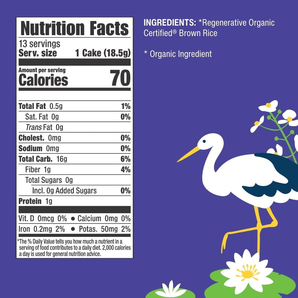 Pack of 6, Lundberg Organic Salt-Free Brown Rice Cakes, 8.5 oz