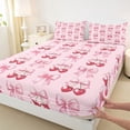 thumbnail image 3 of Homewish Cartoon Ribbon Bow Twin Sheet Sets,Cute Loves Cherry Twin Fitted Sheet,Pink Red Flat Sheet For Princess,Microfiber Bedroom Decor,3pcs, 3 of 7