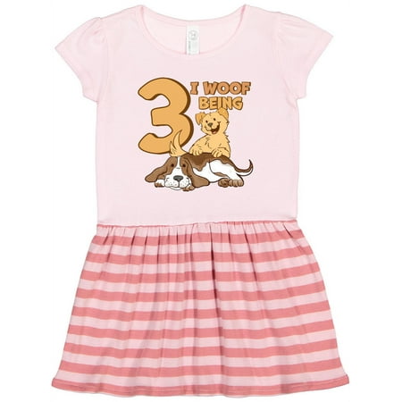 

Inktastic 3 Year Old Cute Playful Doggies Gift Toddler Girl Dress