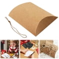 thumbnail image 2 of Pillow Boxes,3.5x2.7x1 Kraft Pillow Boxes,50 Pack Large Pillow Gift Box Brown Paper Candy Favor Boxes with Twines for Wedding Party, 2 of 4
