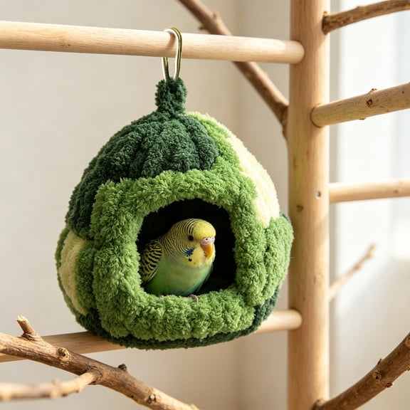 Small Bird Shelter, Insulated Plush Woven Bed For Parrots, Autumn Winter Cold Resistant Rest Space, Thick Cotton Parrot Nest