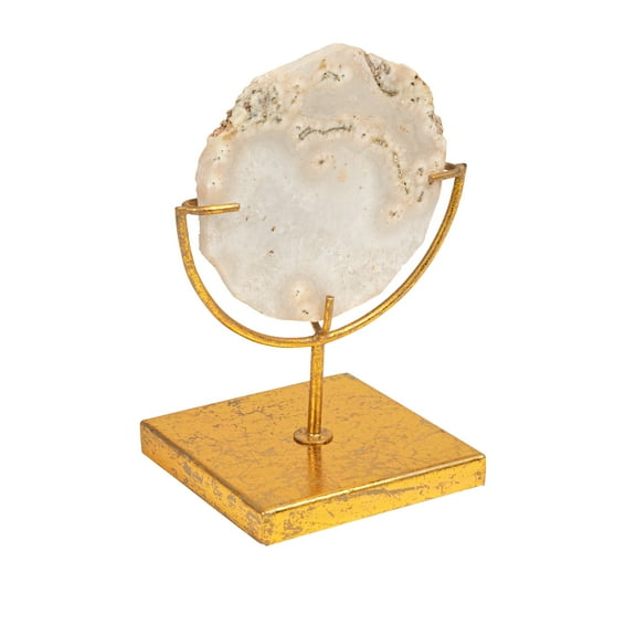 Creative Co-Op Decorative Agate Stone Slice on Metal Stand