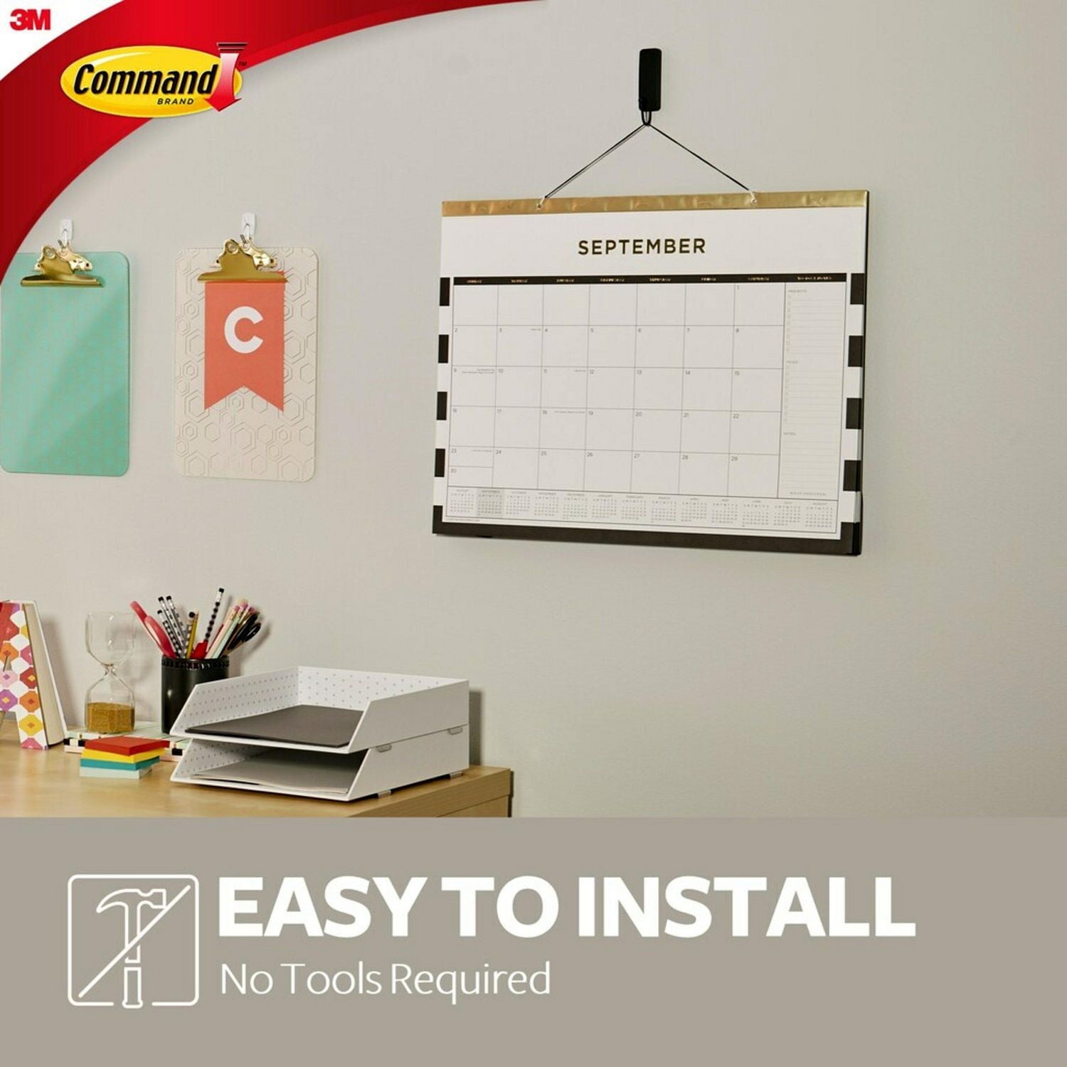 Crochets 17034MB-EF Command(MC), noir mat, 2 crochets, 4 bandes/paquet Moyen