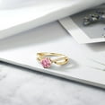 thumbnail image 4 of Gem Stone King 1.69 Ct Round Pink Zirconia 18K Yellow Gold Plated Silver Ring 6 Prongs, 4 of 4