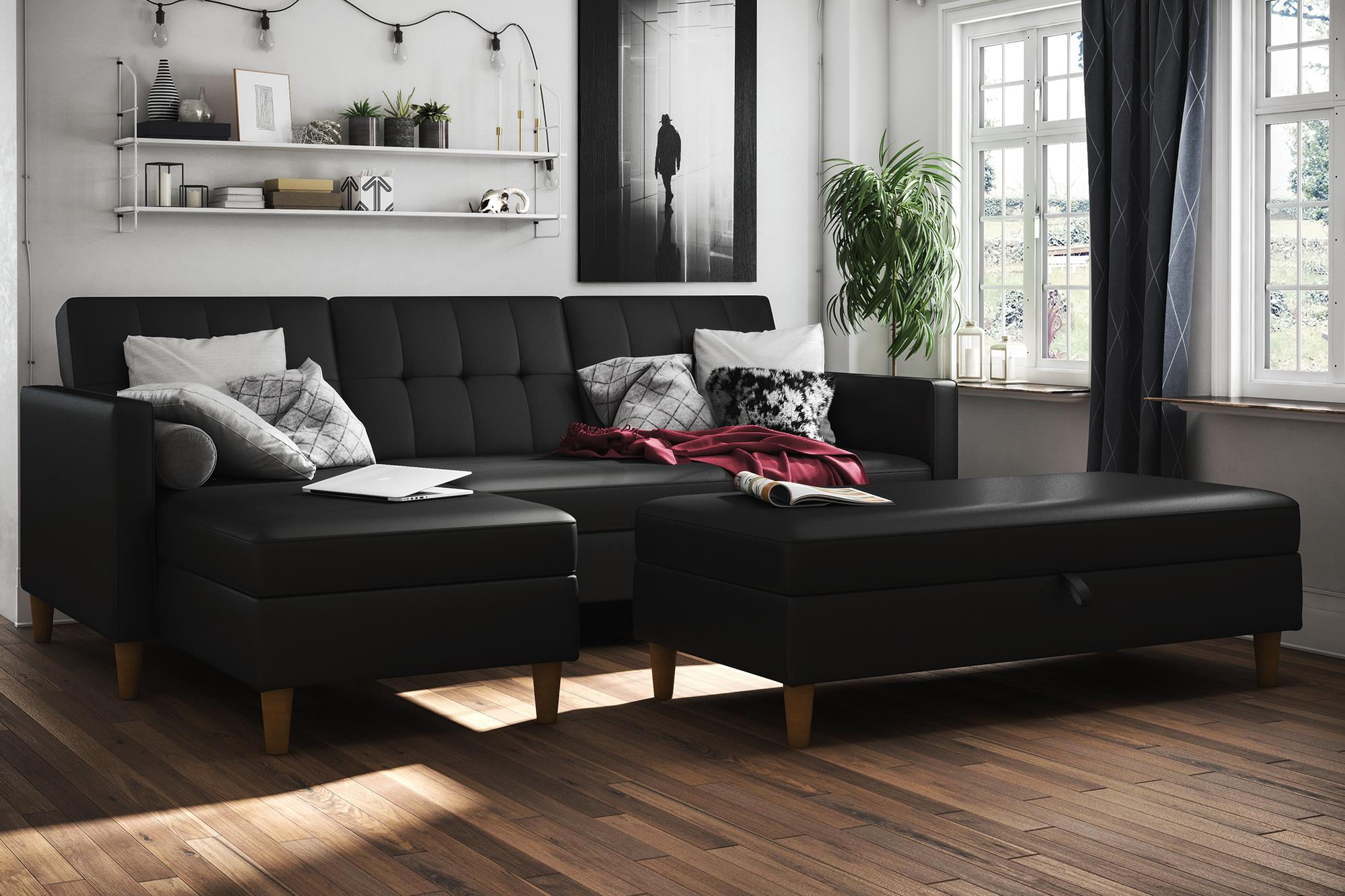 DHP Hartford Storage Sectional Futon and Hartford Storage Ottoman