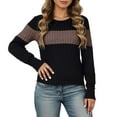 thumbnail image 2 of Gyexs Womens Crewneck Sweaters Color Block Tunic Lightweight Sweater Long Sleeve Fall Winter Fashion Soft Knit Casual Shirt, Z01 Coffee, Size S, 2 of 5