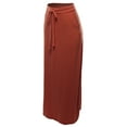 thumbnail image 2 of A2Y Women's Drawstring Waist Side Pockets Rayon Maxi Skirt Dark Rust XL, 2 of 4