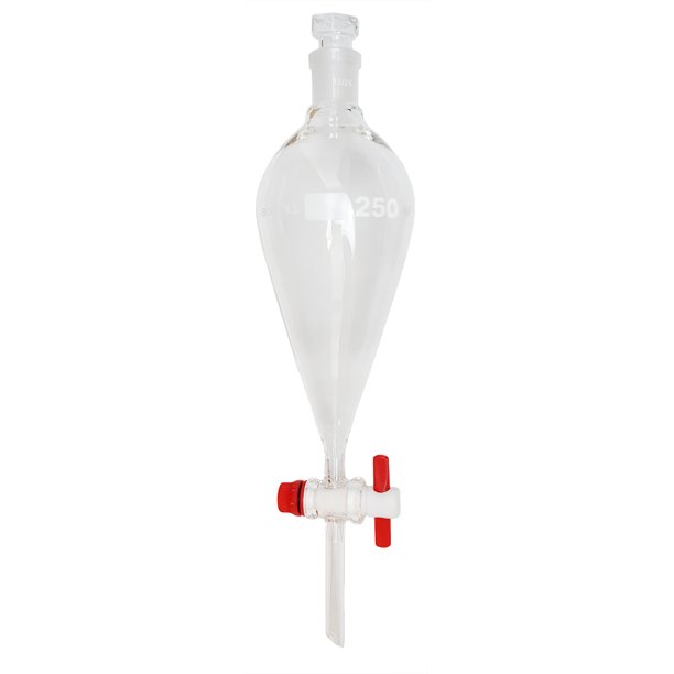 Separatory Funnel with PTFE Stopcock, 250ml Capacity