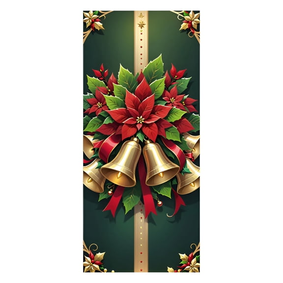 LAMIRO Christmas Door Cover | Durable Polyester Fabric Holiday Decor | 35 X 78 Inches | Easy to Install,Festive Red Design for Home & Shop Decor