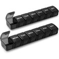 thumbnail image 1 of 2 Pack Weekly Pill Organizer Large, XL Daily Pill Case Pill Container Travel 7 Day Pill Box One Week Pill Case Vitamin Organizer Box for Pills/Vitamin/Fish Oil, Black, 1 of 7