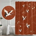 thumbnail image 5 of Japanese Style Shower Curtain, Waterproof Shower Curtains for Bathroom, Vintage Art Cranes Ocean Wave Red Washable Fabric Bathtub Curtain Set Bath Decor with 12 Hooks Long 72"x84", 5 of 8