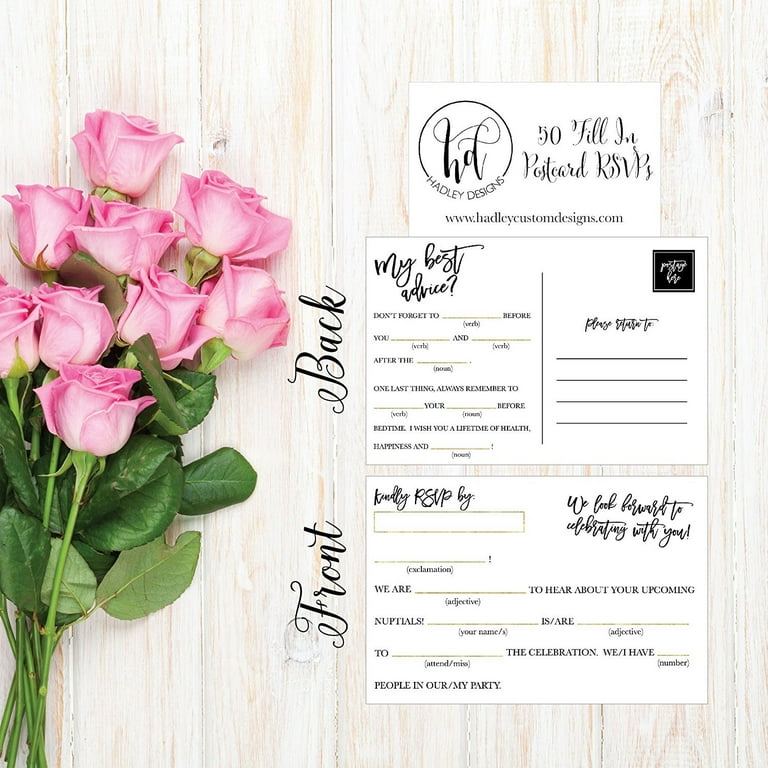 50 RSVP Cards, RSVP Postcards No Envelopes Needed, Response Card, Blank RSVP  Funny Reply, RSVP for Wedding, Dinner, Baby Shower, Bridal Shower,  Birthday, Engagement, Bachelorette Party Invitations - Walmart.com