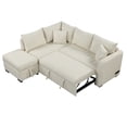 thumbnail image 2 of 82.6 inches L-shaped Sectional Pull Out Sofa Bed Sleeper Sofa with Two USB Ports, Two Power Sockets and a Movable Storage Ottoman, Beige, 2 of 21