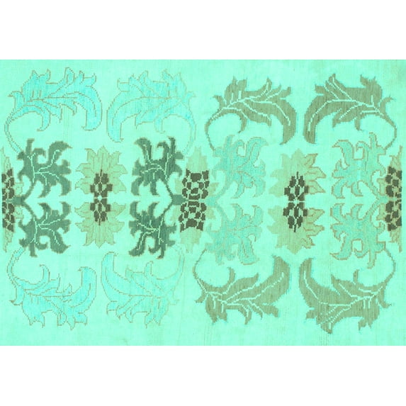 Ahgly Company Indoor Rectangle Abstract Turquoise Blue Modern Area Rugs, 3' x 5'