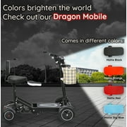 Dragon Mobile 4 Wheel Electric Folding Powered Wheelchair w/ Front Basket, Collapsible Mobility Scooter for Adult, Senior & Elderly - Black