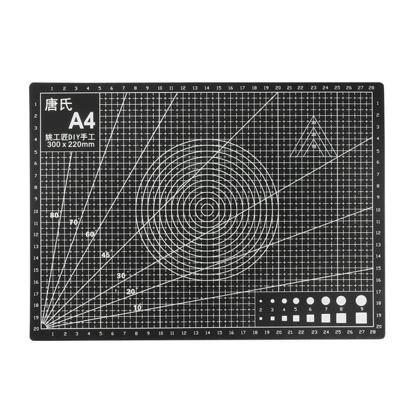 Unique Bargains A4 Self-Healing Cutting Mat, 12' x 9' Non-Slip Double Sided with Grid PVC Mat Black