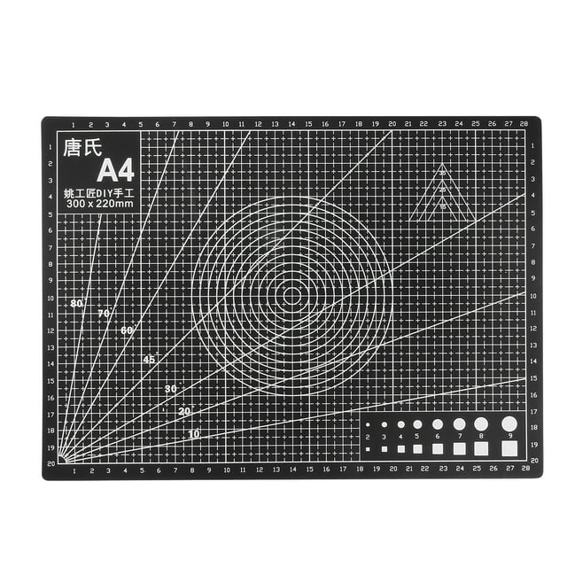 Unique Bargains A4 Self-Healing Cutting Mat, 12' x 9' Non-Slip Double Sided with Grid PVC Mat Black
